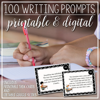 Preview of 100 Writing Prompts: Printable & Digital Task Cards