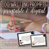 100 Writing Prompts: Printable & Digital Task Cards
