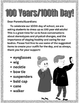 100 Years/100th Day Printable Parent Letter by HenRyCreated | TPT