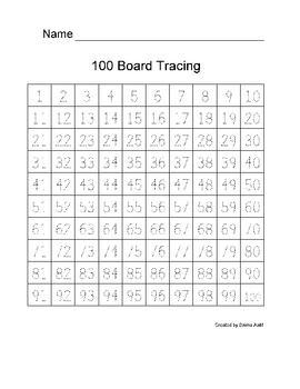 100 chart tracing. by Teacher sammy | Teachers Pay Teachers