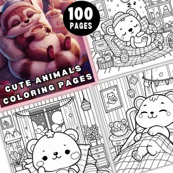 Preview of 100 cute animals coloring pages cute lovely quotes to color 8.5x11 inches pdf