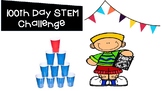100th day STEM Challenge using 100 cups to make a design
