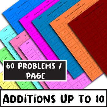 Preview of 100 day of Additions Fact Fluency Tents | Additions Practice Worksheets up to 10