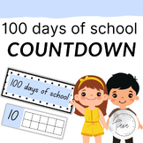 100 days of school chart countdown display with ten frames