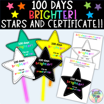 100 days of school stars certificate and poster for 100 days of learning