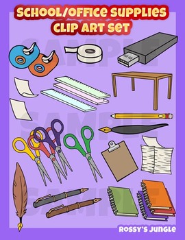 Preview of School or office supplies clip art set