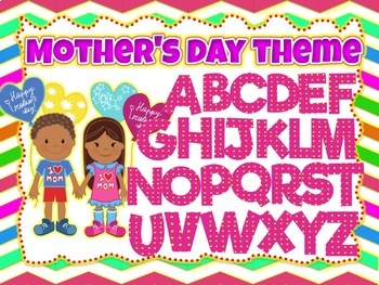 Preview of 100 images of Pink Mother's Day Theme Alphabet, Numbers and Symbols (Polka Dots)