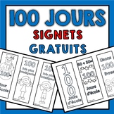 100 jours d'école (Signets gratuits) Free French bookmarks