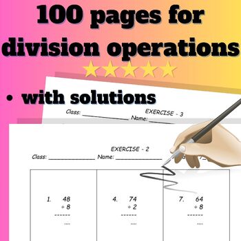 Preview of 100 pages for division operations for 4th , 5th, 6th graders