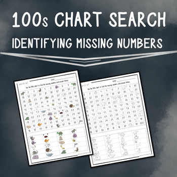 Preview of 100's Chart Search / 100s Chart Fluency / Identifying Missing Numbers Within 100