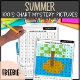 100's Chart Summer Mystery Picture Math Center- FREEBIE