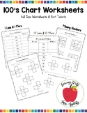 100's Chart Worksheets (1 Less, 1 More, 10 Less, 10 More) 