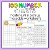 100's Chart Worksheets - blank, filled, missing numbers, e