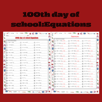 Preview of 100 th day of school:Mastering First-Degree Equations,A Worksheet Series