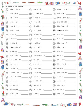 100 th day of school:Mastering First-Degree Equations,A Worksheet Series