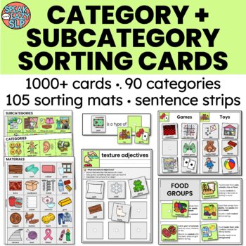 Preview of 1000+ Category/Subcategory Picture Cards • Sorting Mats + Sentence Strips