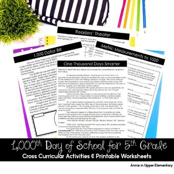Preview of 1000th (Thousandth) Day of School for Fifth Grade Activities and Printables
