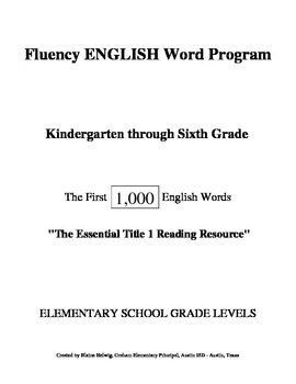 Preview of 1,000 English Word Fluency Program (FREE)