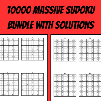 Preview of 10000 Massive Sudoku Bundle With Solutions |Puzzles Games| Commercial Use