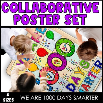 Preview of Collaborative Coloring Poster 1000th Day of School Bulletin Board Ideas Grade 5