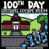 100TH 120TH Day of School Activities Editable Escape Room 