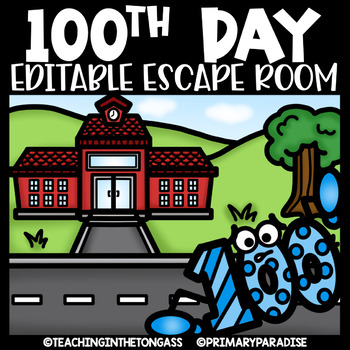 Preview of 100th Day of School Escape Room Math & ELA Printable Activities
