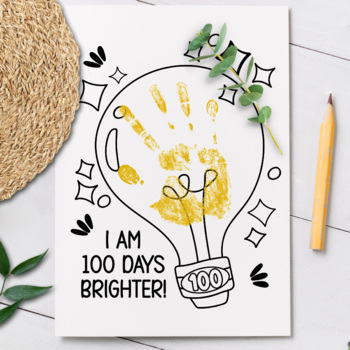 Preview of 100TH DAY OF SCHOOL CRAFT, DIY HANDPRINT ART, PRINTABLE KINDERGARTEN ACTIVITY,