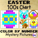 100s Chart Easter Color by Number Mystery Picture Math Activities