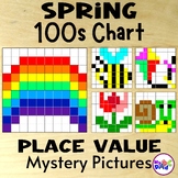 100s Chart Spring Place Value Mystery Picture Math Activities