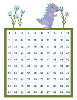 Preview of 100s Chart_Spring Dinosaur