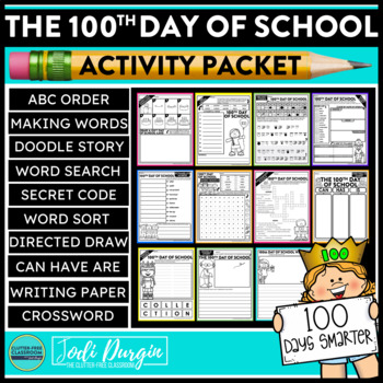 Preview of 100th DAY OF SCHOOL ACTIVITY PACKET word search early finisher no prep worksheet