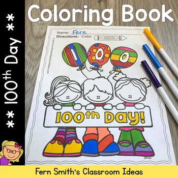 Preview of 100th Day of School Coloring Pages Dollar Deal