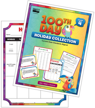 Preview of 100th Day Holiday Printable Collection Grade 4 Free Printable