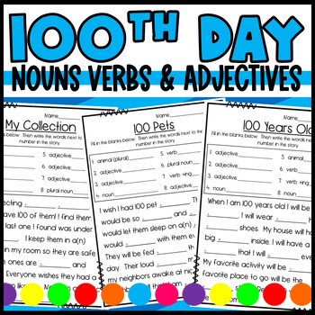 Preview of 100th Day Mad Libs: Practice Nouns, Verbs, and Adjectives through a Silly Story