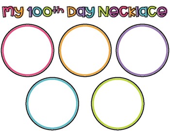100th Day Necklace Counting Template by Creating Clever Kinders TpT