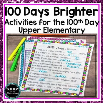 Preview of 100th Day Of School Activities - 4th Grade Math - Upper Elementary - No Prep