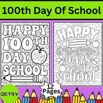 Dvbonike Jumbo 100th Day of School Coloring Poster Happy 100 Days DIY  Drawing Color-in Paper Blank Doodle Art Banner 55.1 x 23.6 Inch Decor,  School