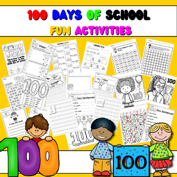 100th Day Of School No Prep Activities a Worksheets BUNDLE Kindergarten ...