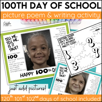 Preview of 100th Day Of School Activities Age Progression Picture Poem & Writing Display