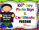 100th Day Photo Sign and Certificate FREEBIE