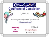 100th Day Power Point Certificate