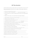 100th Day Questions Activity