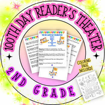Preview of 100th Day Reader's Theater Grade 2 Fluency February Fun Center ELA Reading Color