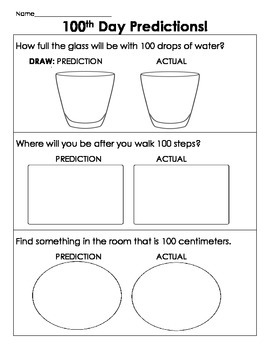 Preview of 100th Day Science Measurement Predictions