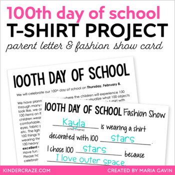 Preview of 100th Day TShirt Editable Parent Letter