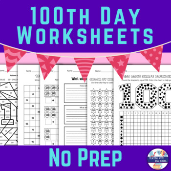 Preview of 100th Day Worksheets for Pre-K, Kindergarten and 1st Grade