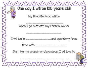 Preview of 100th Day Writing Prompt - When I Am 100 Years Old