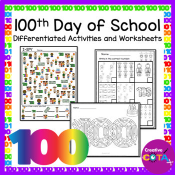 Preview of 100th Day of School Math & Writing Centers OT Activities No Prep Worksheets