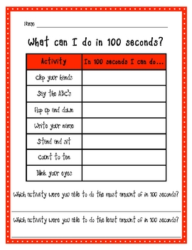 Preview of 100th Day of School: 100 Seconds