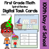 100th Day of School 1st Grade Digital Task Cards Boom Card